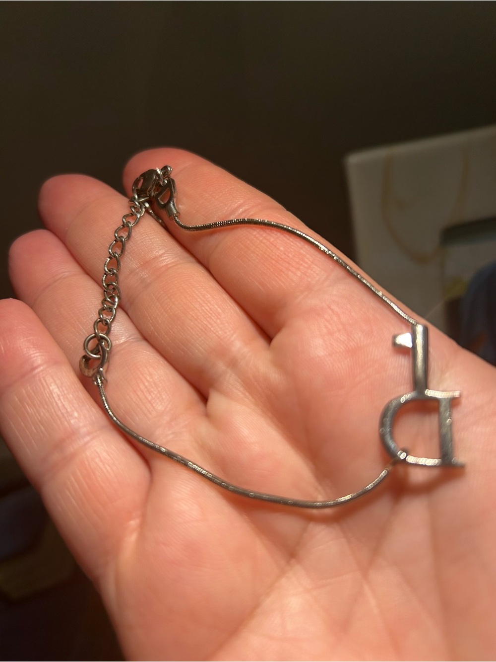 Dior Vintage Silver-Tone Women's Bracelet with Toggle Charm